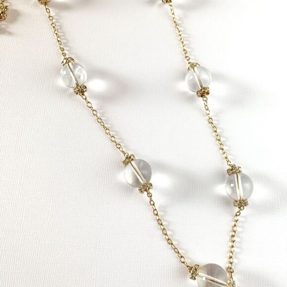 VTG J CREW GOLD TONE CLEAR GLASS BEADS & RHINESTONES 32" NECKLACE EXCELLENT COND - Picture 7 of 13